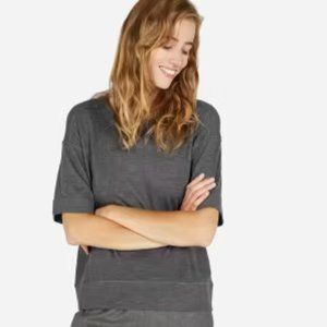 NWOT Everlane The Luxe Midsleeve Sweater Characoal superfine wool